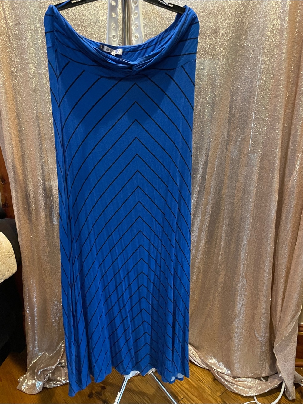 Jennifer Lopez Cobalt Blue Chevron Maxi dress